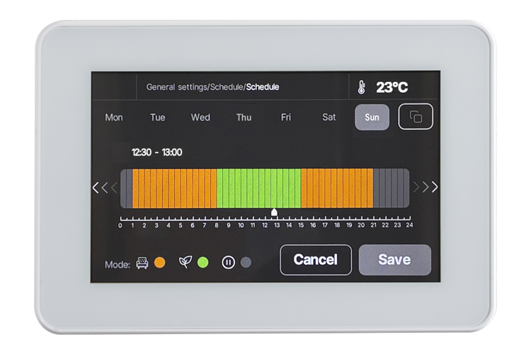 CMR-4100 Display: Schedule-Wochenplan mit Mode-Farben